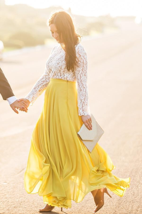 Amelia Full Yellow Maxi Skirt | Morning Lavender