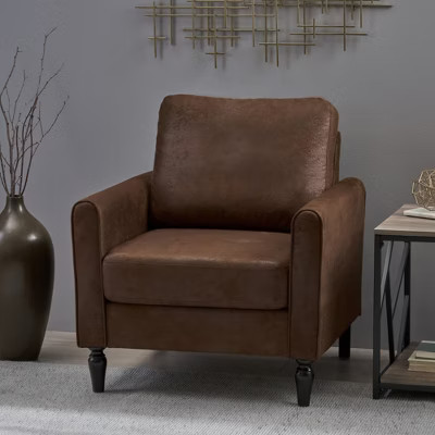 31'' Microfiber Club Chair with Plush Cushions, Piped Edges, and Birch Wood Frame | Target
