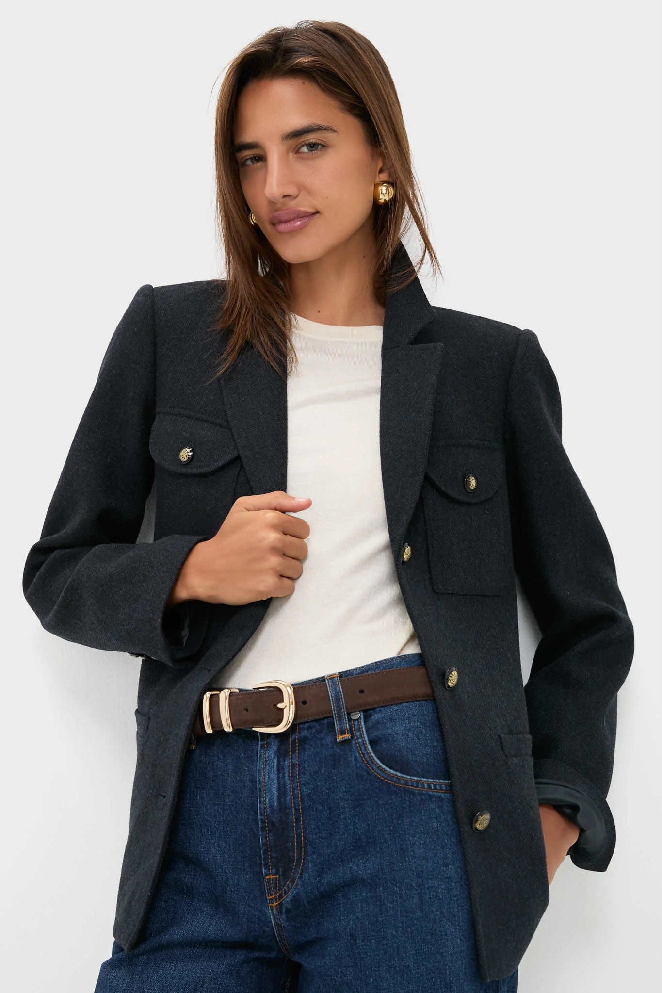 Navy Tweed Military Blazer | Tuckernuck (US)