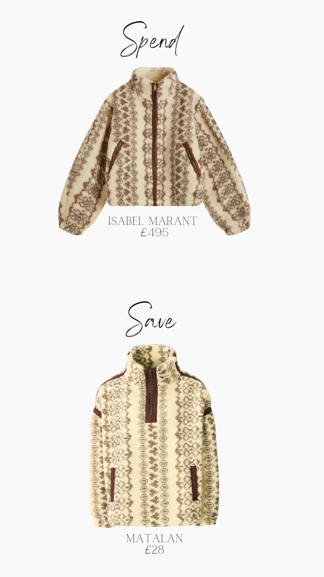 Spend or save
Fleece from Matalan or Isabel Marant 

#LTKwinter #LTKuk