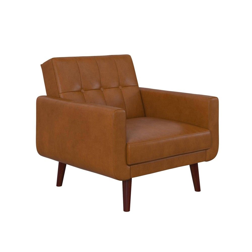 Fiore Mid Century Modern Faux Leather Chair Camel - Room & Joy | Target