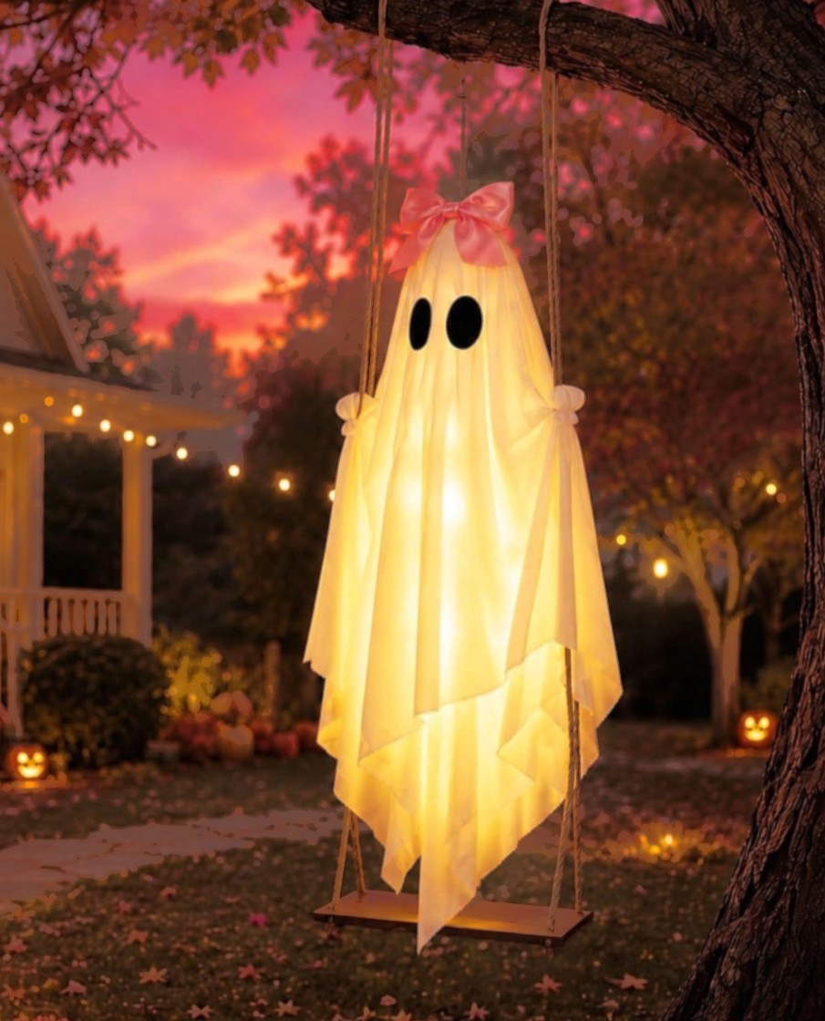 SWINGING GIRLY GHOST
Stop it, this has to be the cutest ghost I have ever seen. And she rocks on her little swing…I’m sold!
🎀
Halloween decor, Outdoor Halloween decorations, Girl ghost, Ghost with a bow, Swinging ghost, Cute Halloween decorations, Child friendly Halloween decorations

#LTKSeasonal #LTKHome #LTKSaleAlert