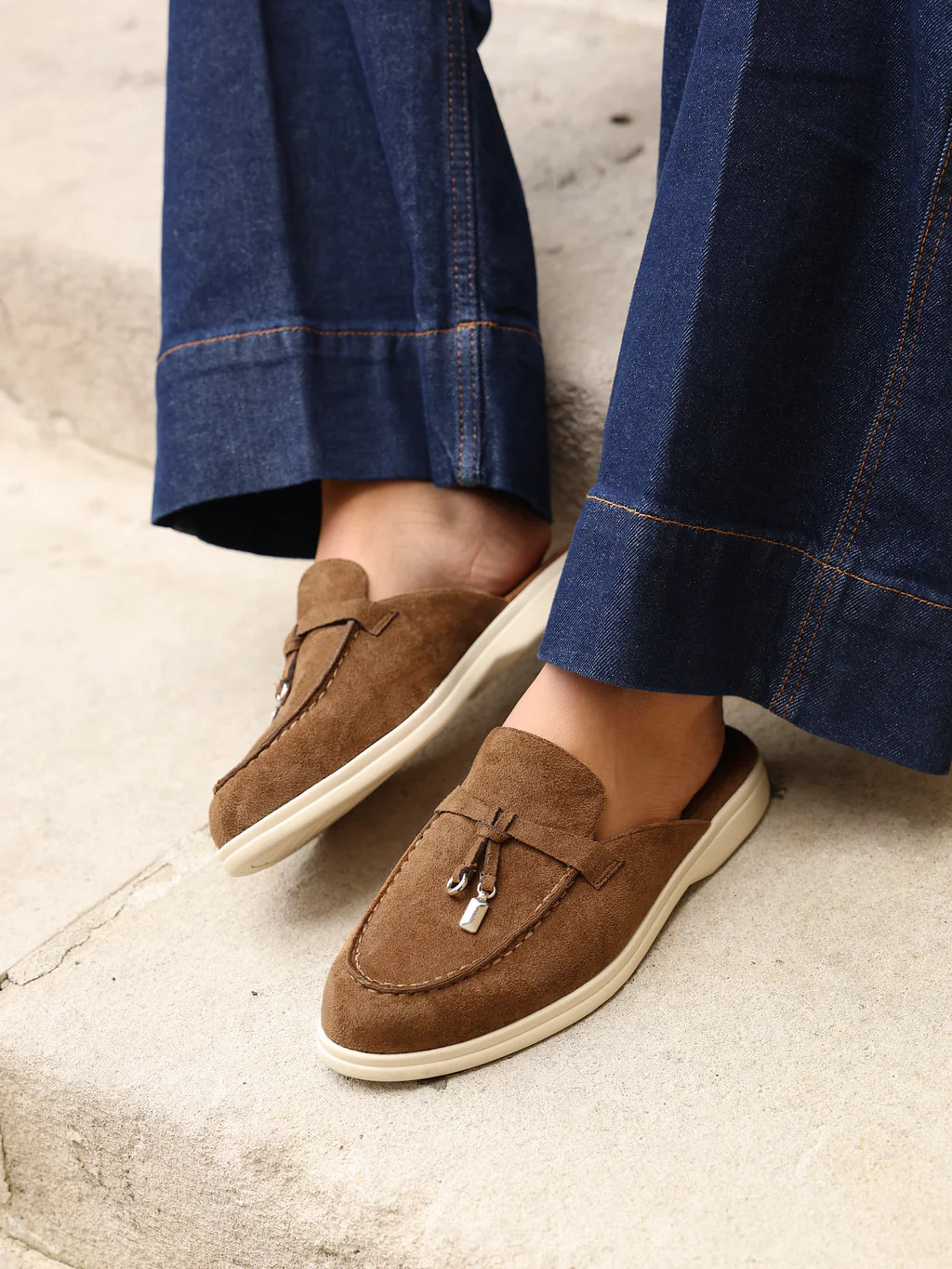 Alix Tan Faux Suede Slip On Mules | Linzi Shoes