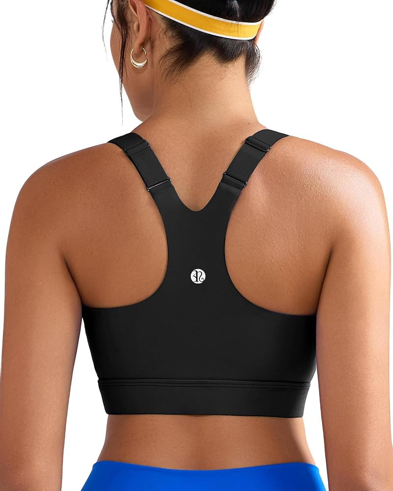 RUNNING GIRL Sports Bra for Women,Adjustable Straps Molded Cup High Impact Sports Bra with Sewn i... | Amazon (US)