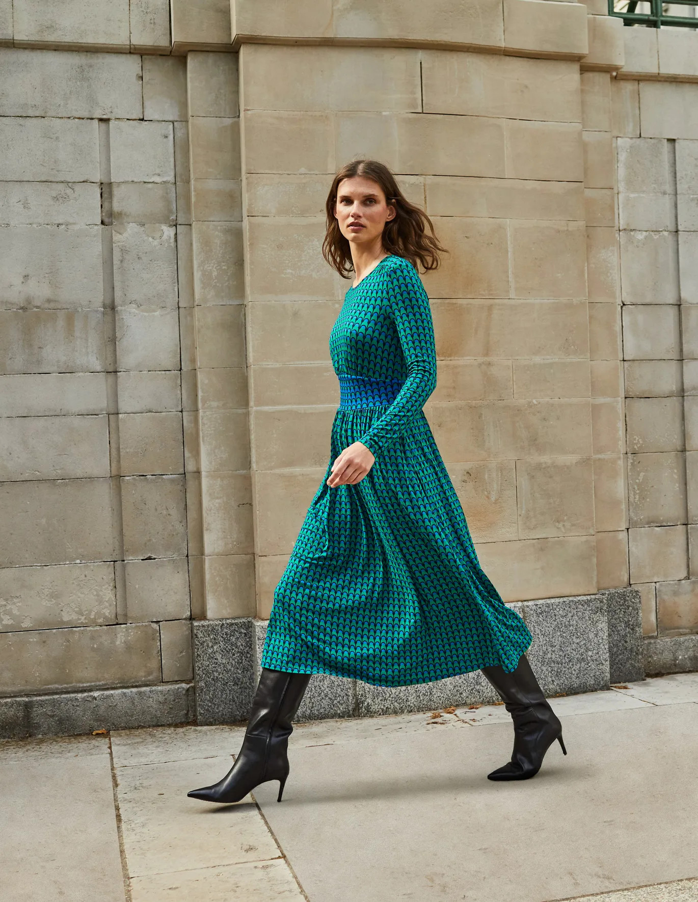 Pointed-Toe Knee-High Boots - Black Leather | Boden (US)