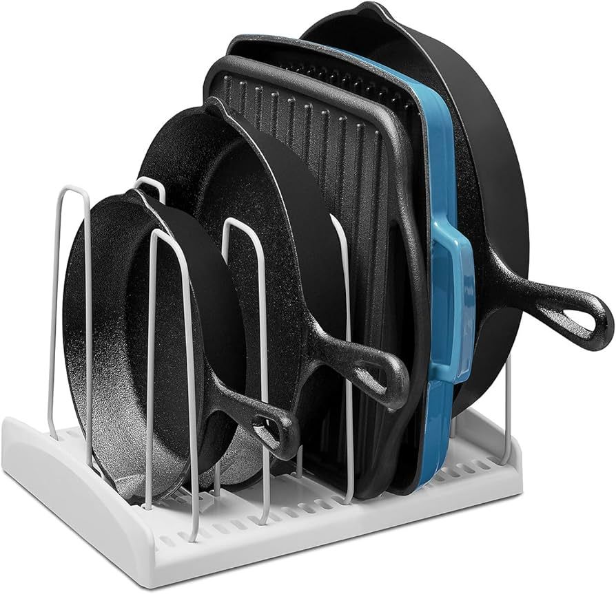 YouCopia StoreMore Cookware Rack Adjustable Pan Organizer, White | Amazon (US)