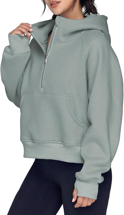 AUTOMET Half Zip Sweatshirts Cropped Hoodies Fleece Womens Quarter Zip Up Pullover Sweaters Fall ... | Amazon (US)
