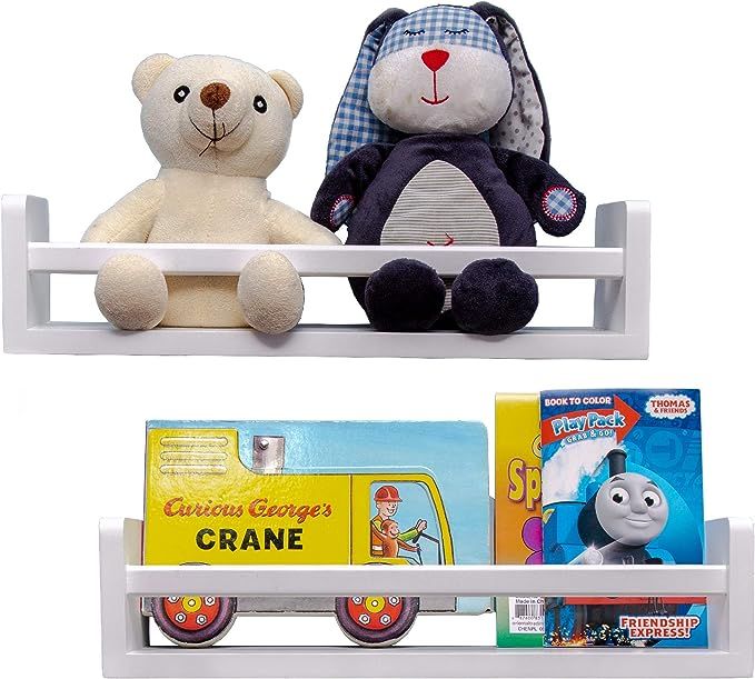 MASHBA Nursery Floating Shelf, Set of 2, White Wall Mounted Bookshelves for Organizing Books, Toy... | Amazon (US)