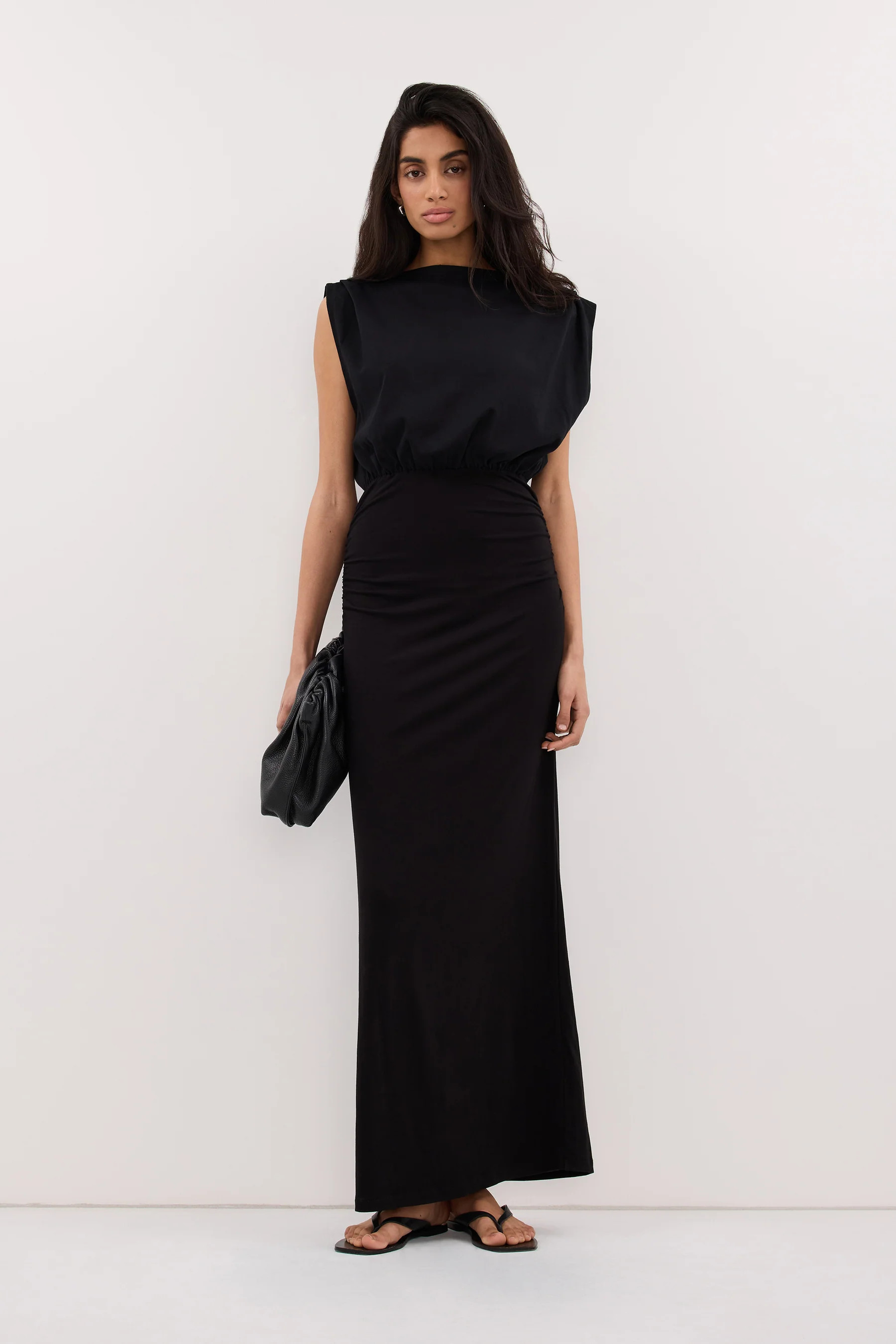 LIORA BLACK SLEEVELESS MAXI DRESS | DISSH