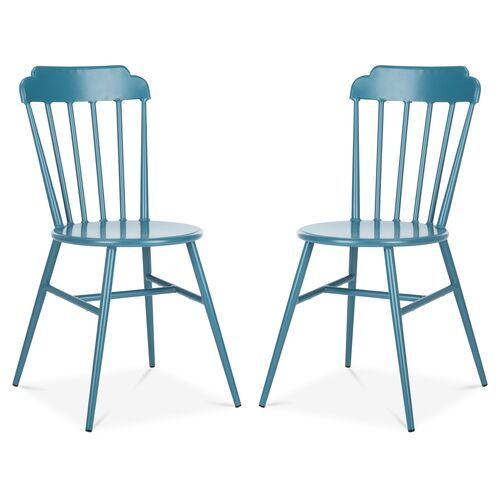 S/2 Broderick Outdoor Side Chairs, Cerulean | One Kings Lane