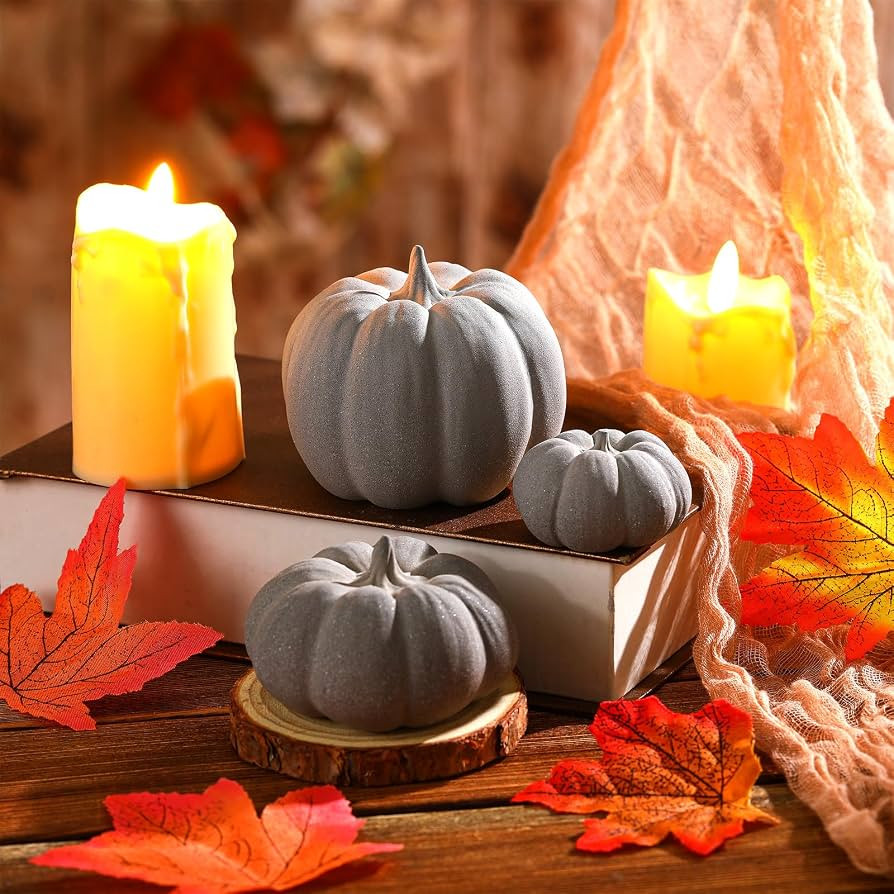 3 Pcs Fall Terracotta Pumpkins Decoration Vintage Farmhouse Autumn Artificial Handmade Concrete P... | Amazon (US)