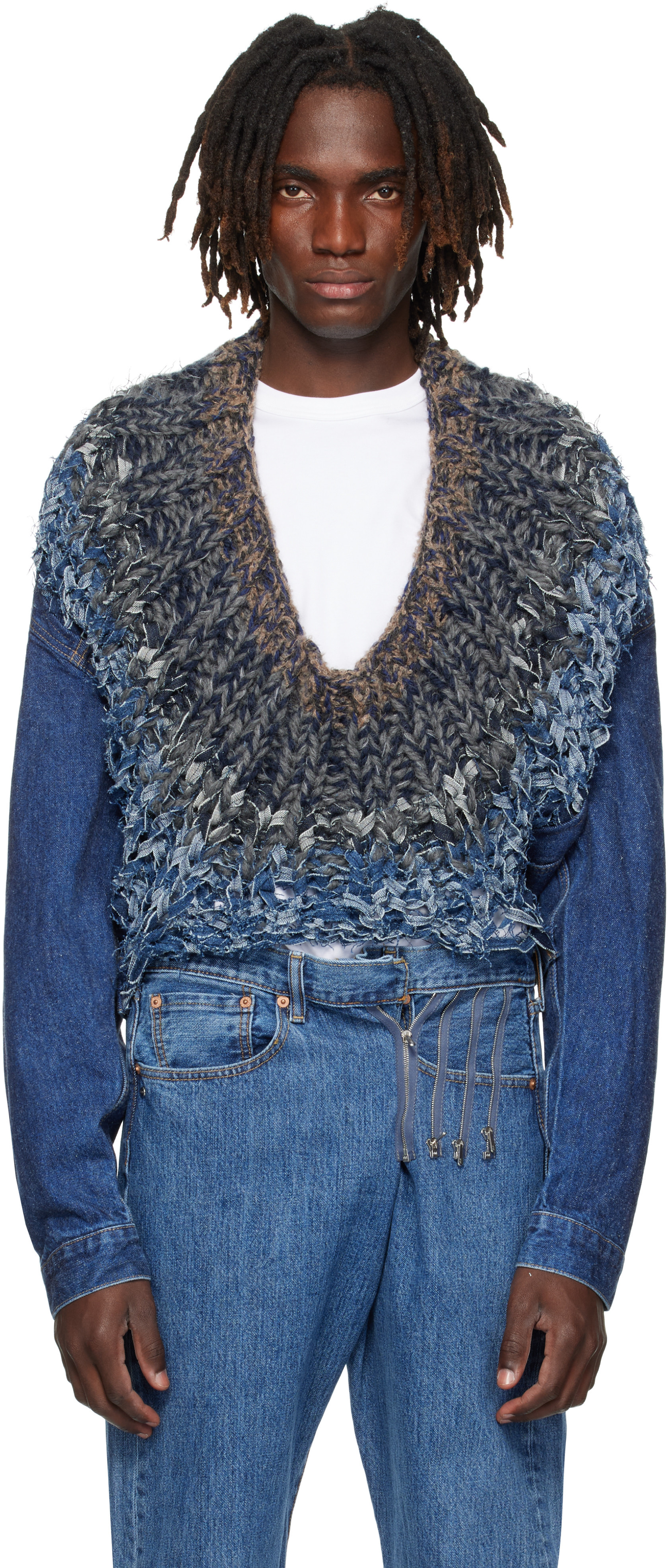 Bless Navy Nº65 Jeanscirclejacket Denim Jacket | SSENSE