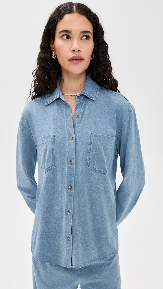 Reese Jersey Denim Button Up | Shopbop