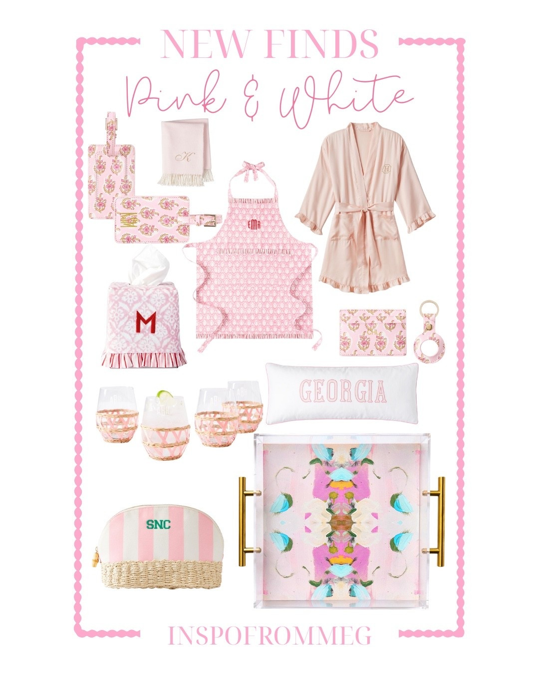 Pink & White New Finds 💕
Soft blush tones, monogram moments & preppy home details you’ll love!
Tap to shop these feminine favorites on my LTK 🤍✨

#inspoFromMeg #LTKhome #pinkandwhite #homedecor #grandmillennial #classicstyle #cozyhome #monogrammedgifts #hostessgifts #preppyhome #southernstyle #decorfinds #LTKfinds #giftideas #cutedecor

#LTKootd #LTKGiftGuide #LTKselfcare