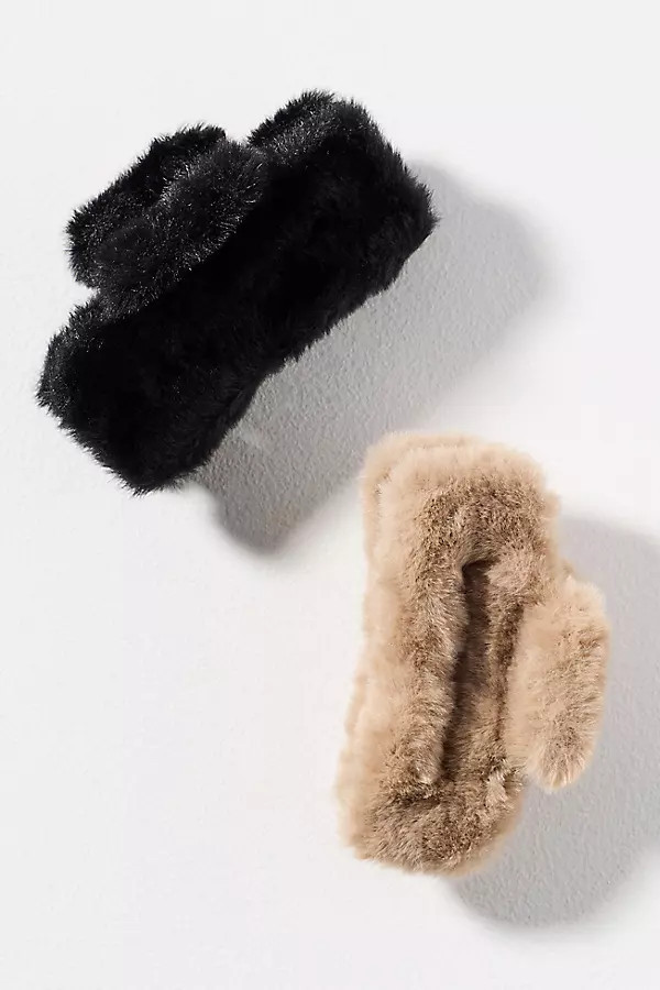 Faux-Fur Hair Claw Clips, Set of 2 | Anthropologie (US)