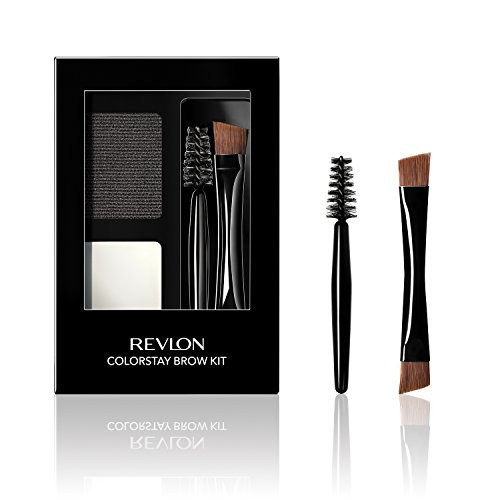 Revlon ColorStay Brow Kit, Includes Longwear Brow Powder, Clear Pomade, Dual-Ended Angled Tip Eyebrow Brush & Spoolie Brush, Soft Black (101), 0.08 oz | Amazon (US)