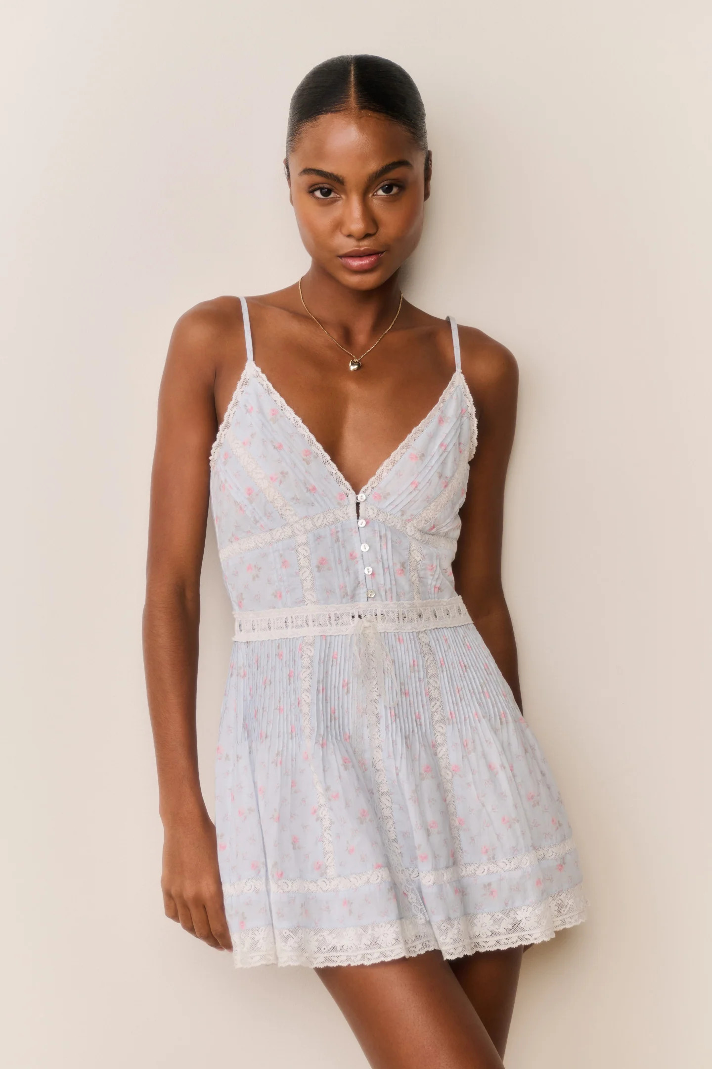 Zirelle Floral Cotton Lace-Trimmed Mini Dress | LoveShackFancy