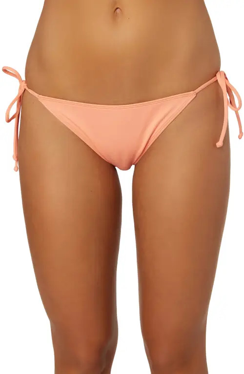 O'Neill Saltwater Solids Maracas Side Tie Bikini Bottoms in Fruit Punch at Nordstrom, Size X-Large | Nordstrom