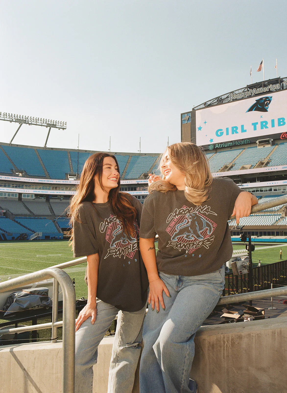 Carolina Panthers Retro Front/Back Tee - Girl Tribe Co. | Girl Tribe Co.