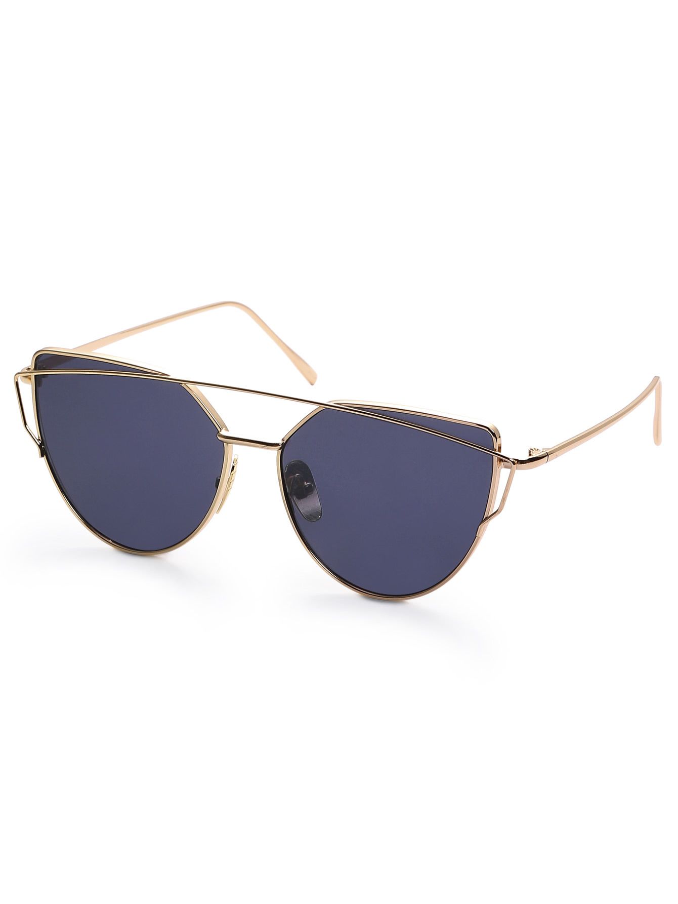 Gold Frame Black Reflective Lenses Sunglasses | SHEIN