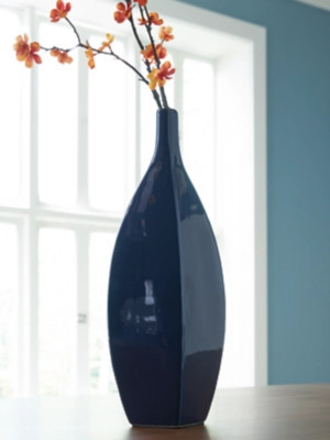 Abtinson Tall Indoor/Outdoor Vase, Navy | Ashley Homestore