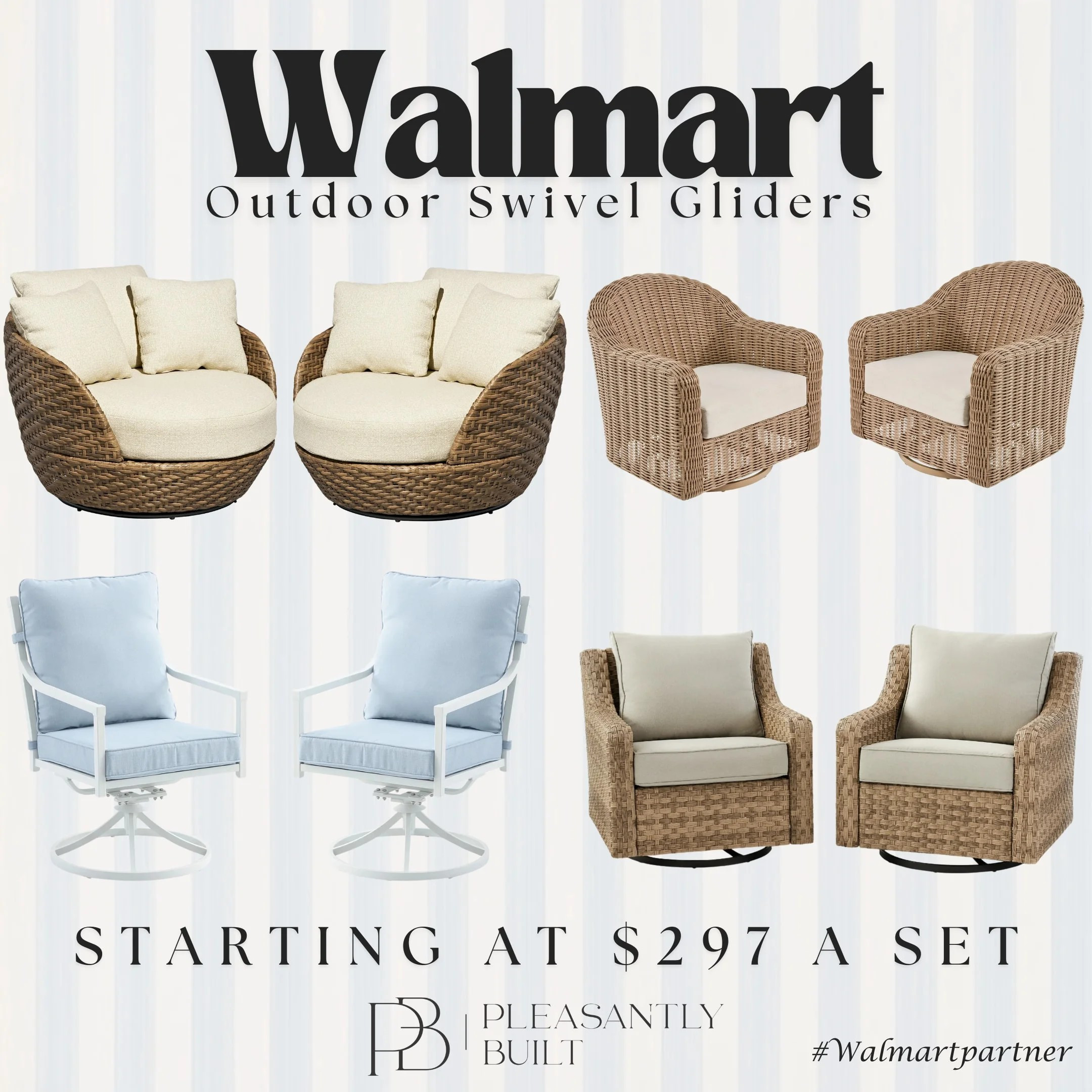 Outdoor season is officially here 🌿✨ If you’re refreshing your patio without spending a fortune, Walmart has SO many affordable outdoor furniture finds right now! I’m loving these cozy swivel chairs, chic conversation sets, comfy loveseats, and resort-style chaise loungers. Perfect for morning coffee, hosting friends, or just soaking up the sunshine ☀️ Everything looks high-end but is budget-friendly — such a win!
#LTKhome #LTKunder1000 #LTKfinds #WalmartHome #WalmartFinds #OutdoorLiving #PatioSeason #BackyardGoals #AffordableHome #OutdoorFurniture #SwivelChairs #ConversationSet #ChaiseLounge #PatioDecor #BudgetFriendlyHome #pleasantlybuilt 

 #LTKmorningroutine #LTKSeasonal #LTKHome