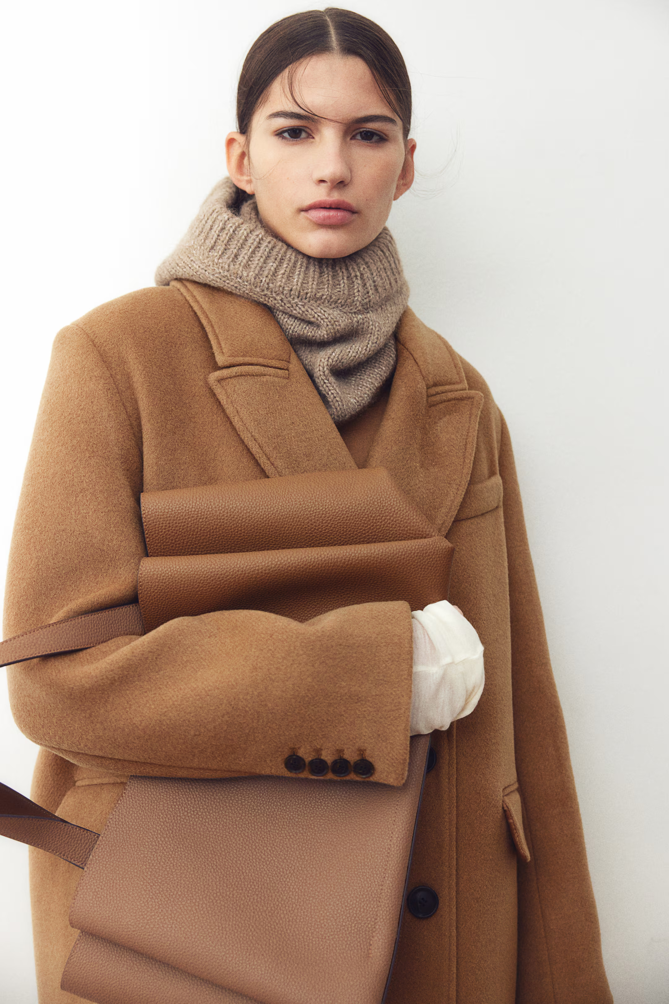 Long wool-blend coat - Dark beige - Ladies | H&M GB | H&M (UK, MY, IN, SG, PH, TW, HK)
