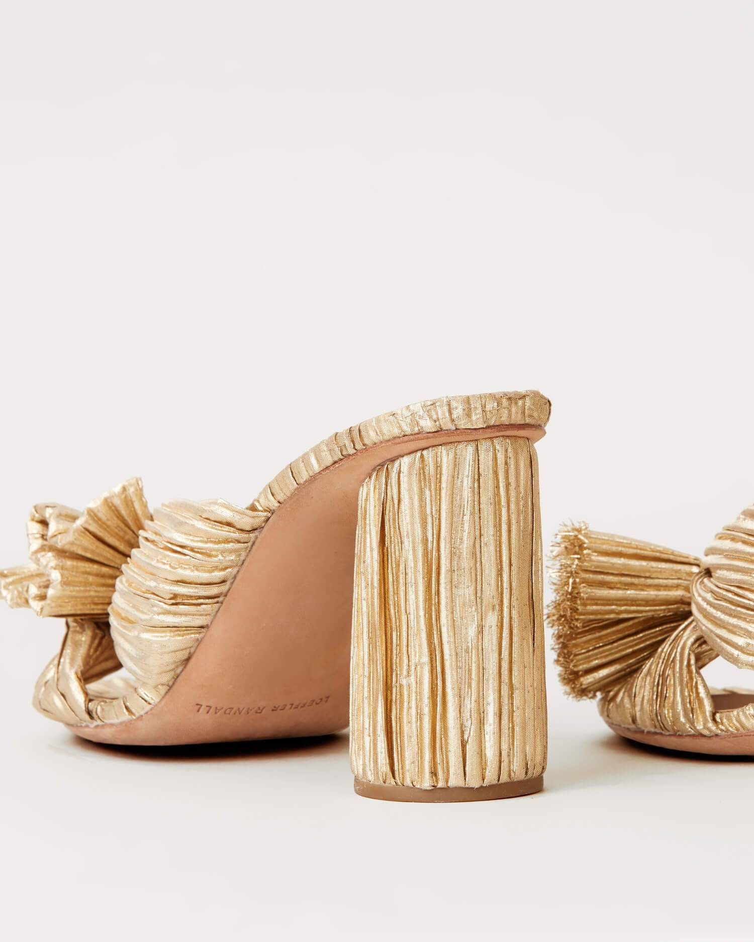 Penny Gold Pleated Bow Heel | Loeffler Randall