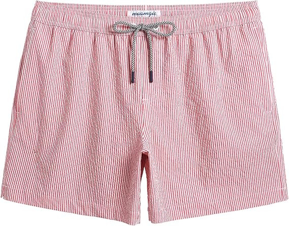 maamgic Men's Swim Trunks 5.5 inch Seersucker Beach Shorts Quick Dry Bathing Suits with Mesh Line... | Amazon (US)