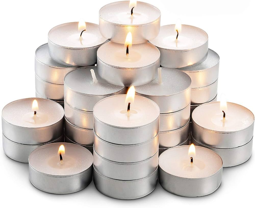 MontoPack Unscented Tea Lights Candles in Bulk | 45 White, Smokeless, Dripless & Long Lasting Par... | Amazon (US)