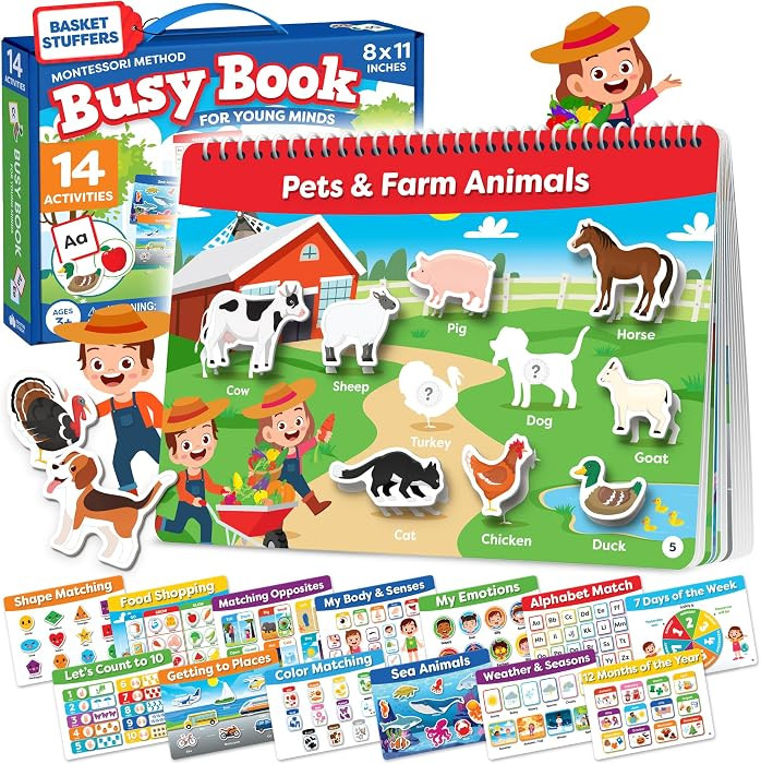 Montessori Preschool Busy Book for Toddlers Ages 3 and Up - Preassembled - Preschool Learning Act... | Amazon (US)
