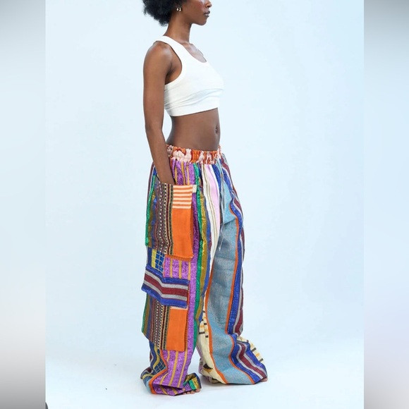 Vibrant Patchwork Wide Leg Women's Pants | Poshmark