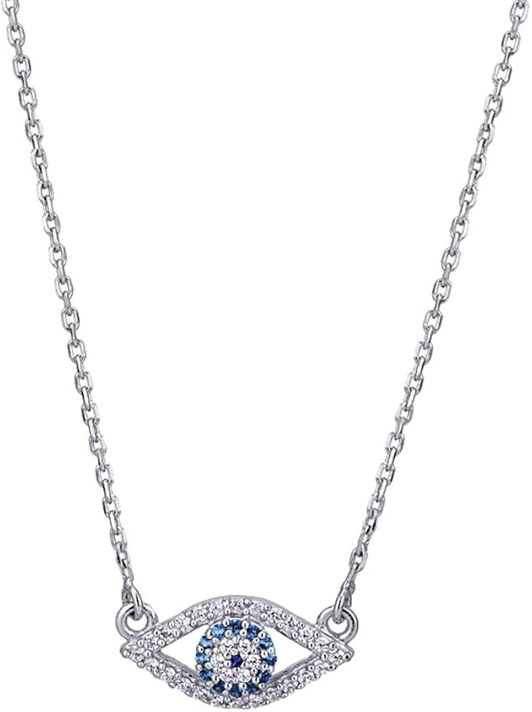 Vanbelle Sterling Silver Jewelry - Rhodium Plated with 925 Stamp - Evil Eye Pendant Necklace with... | Amazon (US)