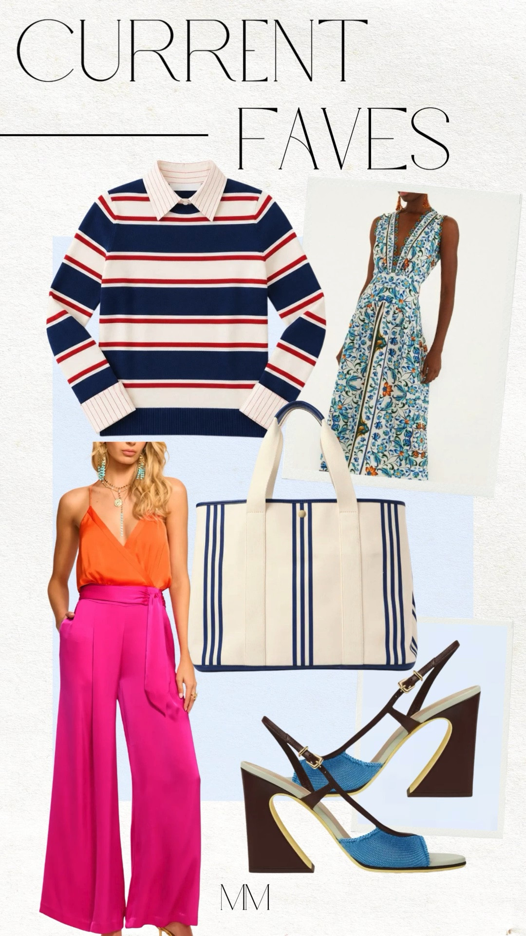 Obsessed with these current fashion finds! The striped sweater is giving classic coastal chic, paired with the dreamiest floral midi dress, statement platform heels, and the perfect everyday tote bag. Sharing all my favorite spring to summer transition pieces that are perfect for vacation, brunch outfits, resort wear, and elevated everyday style ✨

[striped sweater] [preppy style] [coastal chic] [floral midi dress] [vacation dresses] [spring outfits] [summer fashion] [resort wear] [platform heels] [statement sandals] [everyday tote] [classic style] [brunch outfit] [designer inspired finds] [LTK style]

#LTKOver40