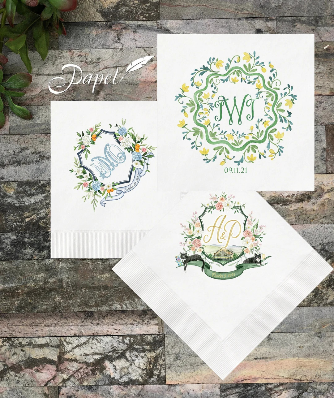 Custom Wedding Cocktail Napkins You Provide Your Artwork - Etsy | Etsy (US)