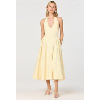 ASTR the Label | Meana Halter Plunge Drop-Waist Midi Dress in Lemon | Size M | ASTR The Label (US)