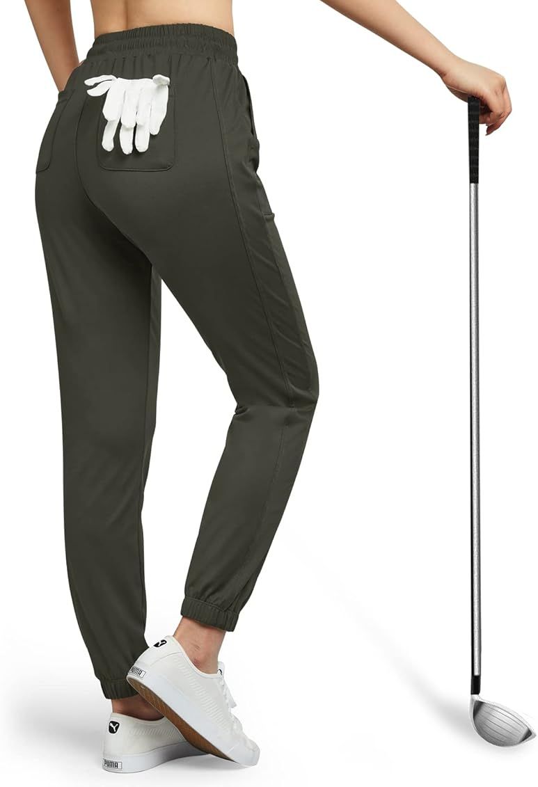 G4Free Women's Tapered Golf Pants Comfy Stretch Joggers with 4 Pockets for Lounge Casual Workout | Amazon (US)