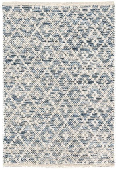 Melange Diamond Blue Handwoven Cotton Rug | Annie Selke