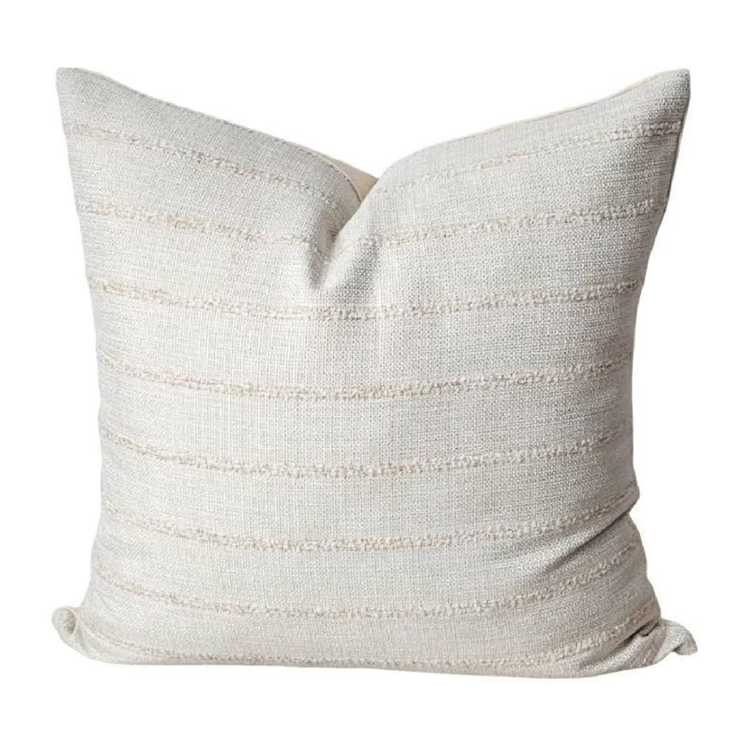 Textured Beige Pillow, Textured Stripes Neutral Pillow Cover, Trendy Toss Pillow, Modern Neutral ... | Etsy (US)