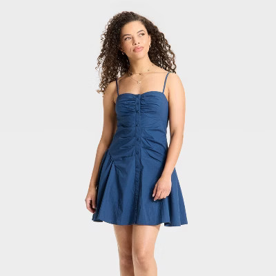 Women's Button-Front Poplin Mini A-Line Dress - Wild Fable™ | Target