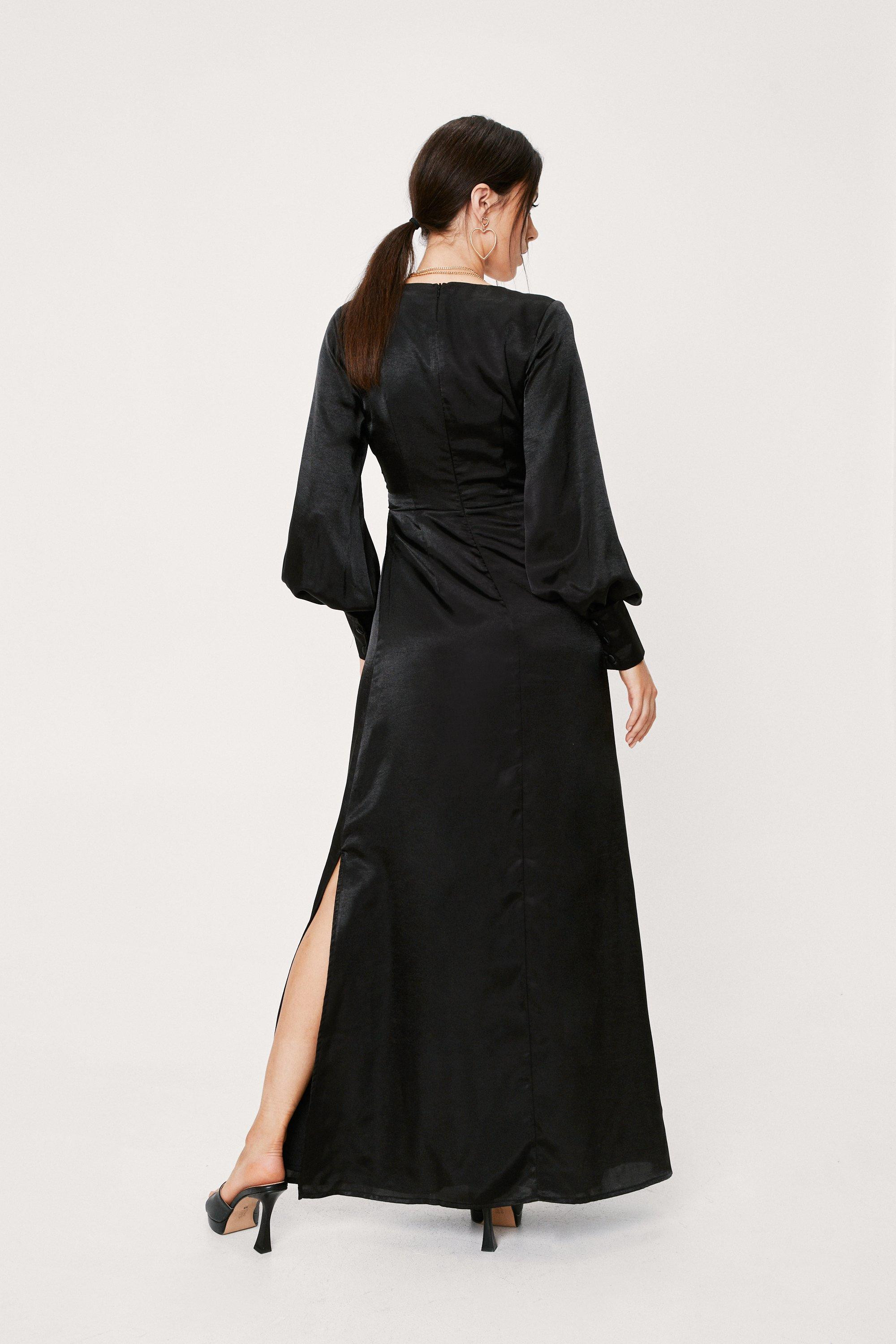 Twist Front Cut Out Satin Maxi Dress | Nasty Gal (US)
