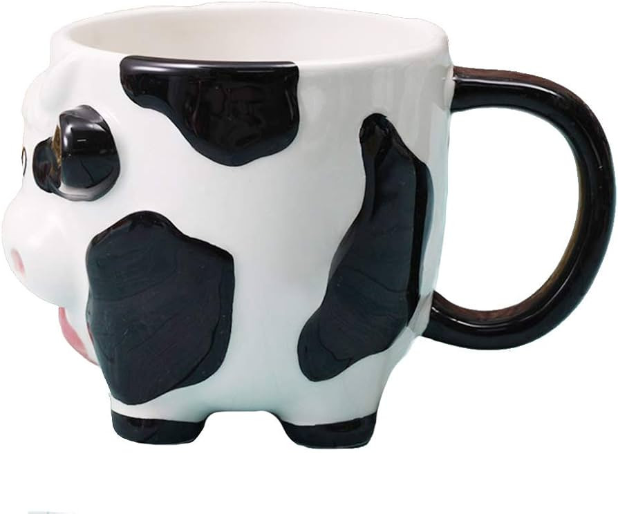 3D Ceramic Relief Cow Coffee Mug,Hand Painted Milk Cup with Handle | Amazon (US)