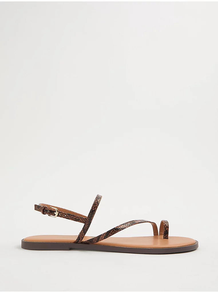 Tan Snakeskin Toe Loop Sandals | George