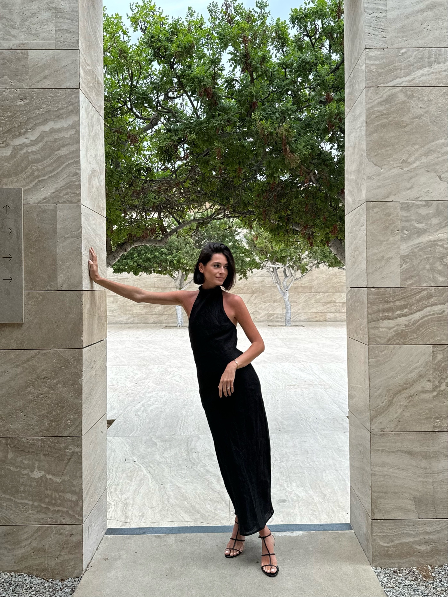chinese dress ladies The Mykonos - Solid Black Linen Beach Dress main image 0