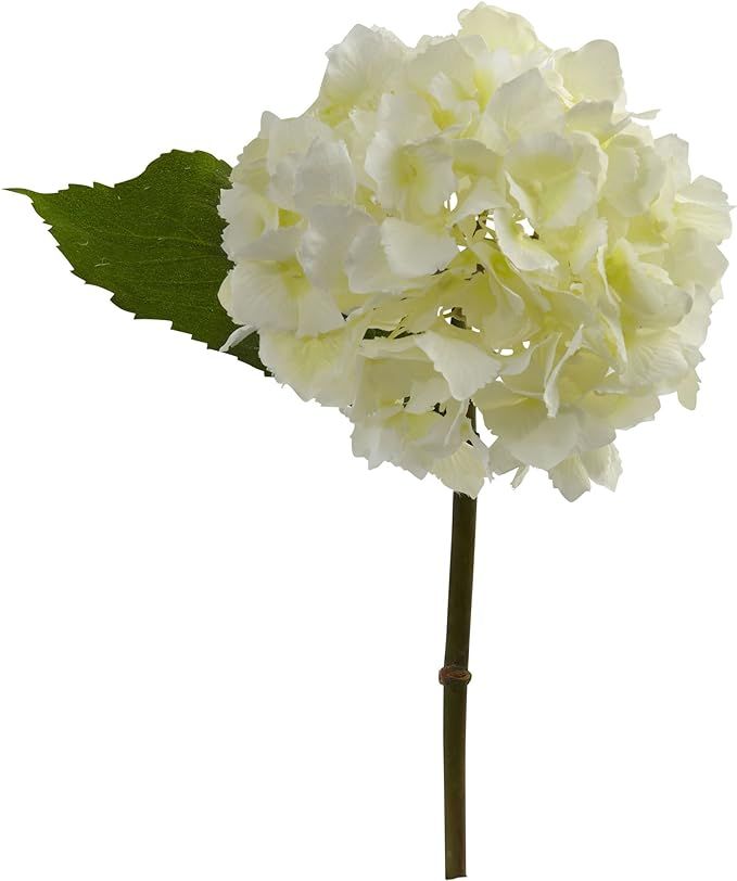 Nearly Natural Hydrangea Flower (Set of 12) Artificial Plant, 12"H x 8"W x 6.5"D, Cream | Amazon (US)