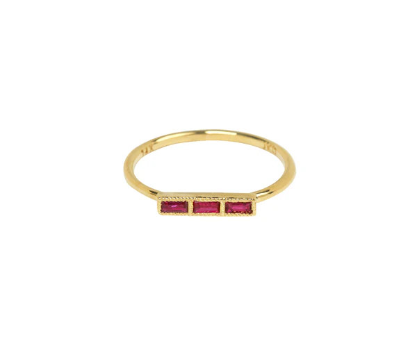 Jennie Kwon Baguette Ruby Beam Ring | TWIST