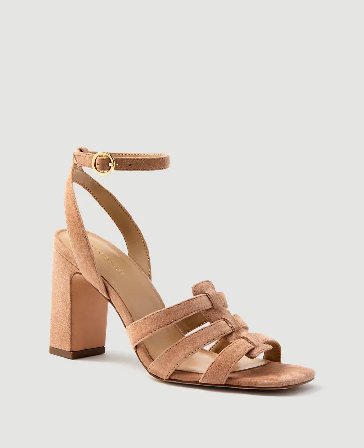 Annetta Suede Huarache Heeled Sandals | Ann Taylor (US)