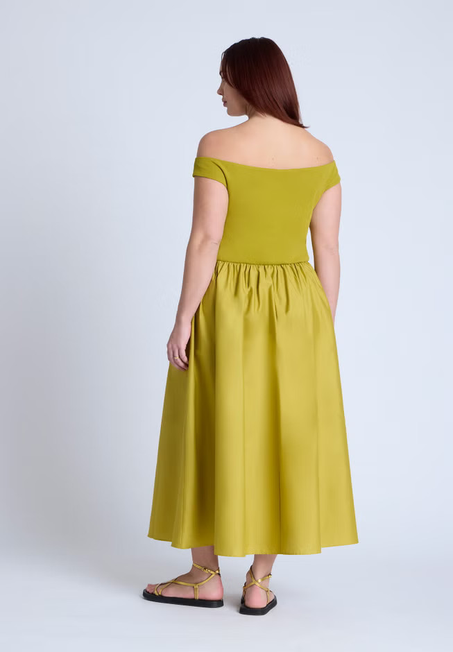 Boat Neck Mixed Fabric Dress | Eloquii