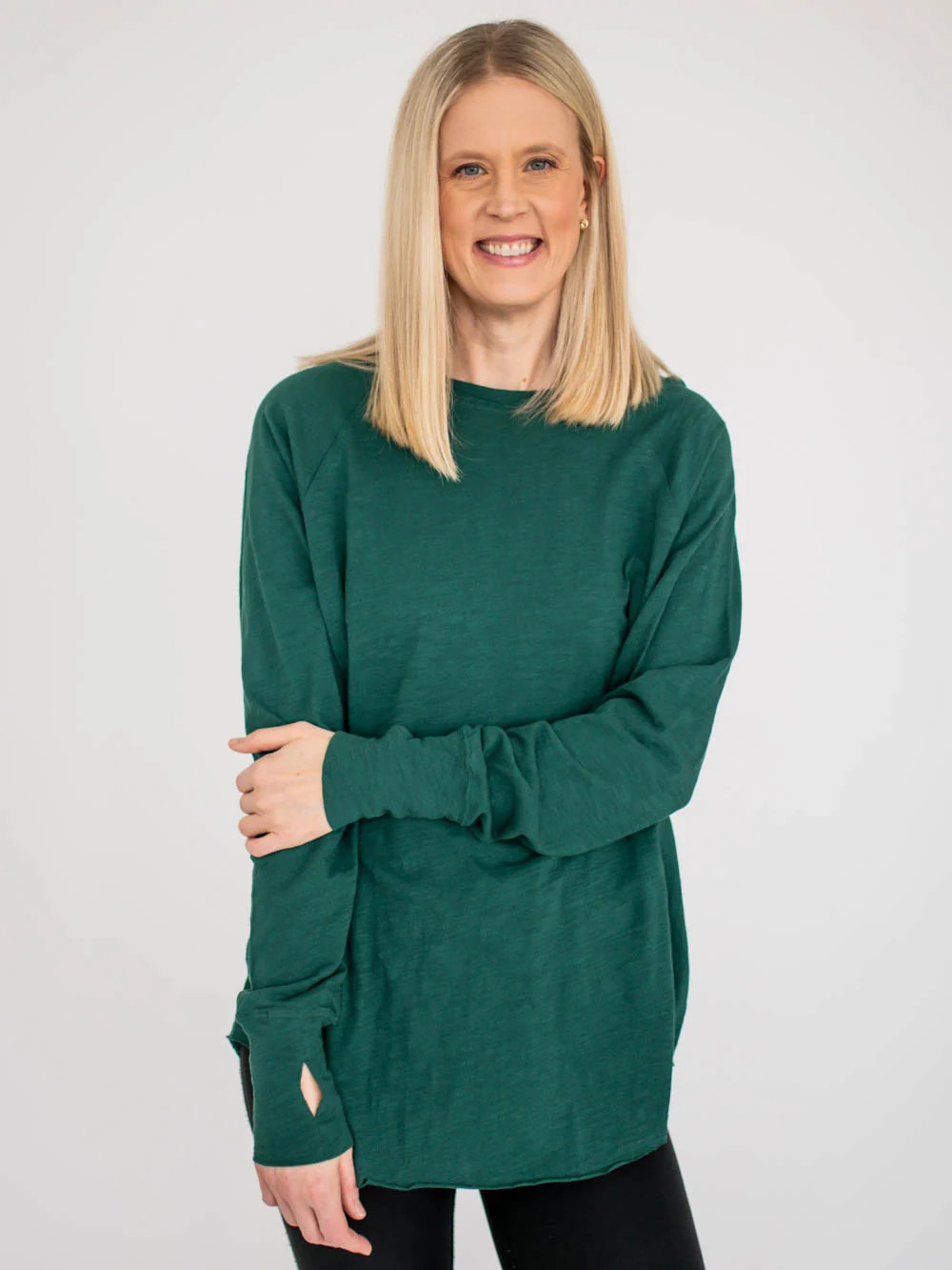 Malley Long Sleeve Tall Tee - Green | Amalli Talli