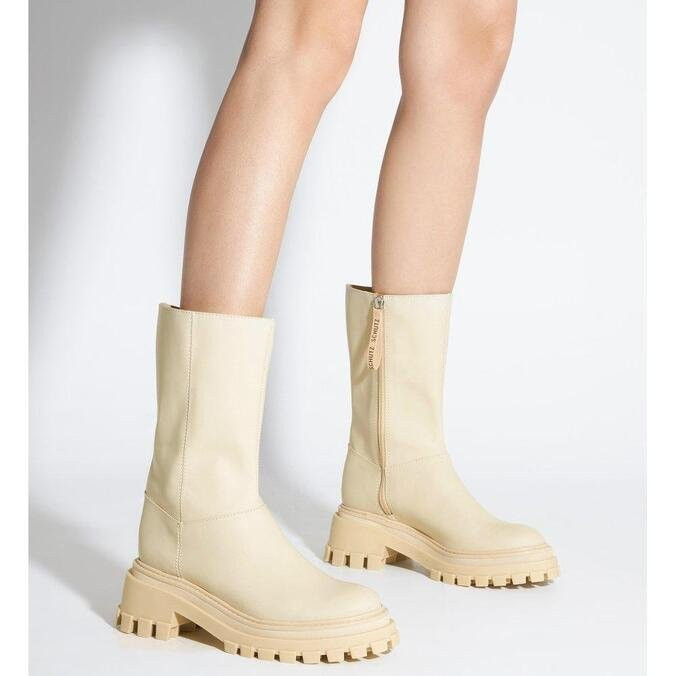 bota schutz cano médio salto tratorado creme | ZZ Mall (BR)